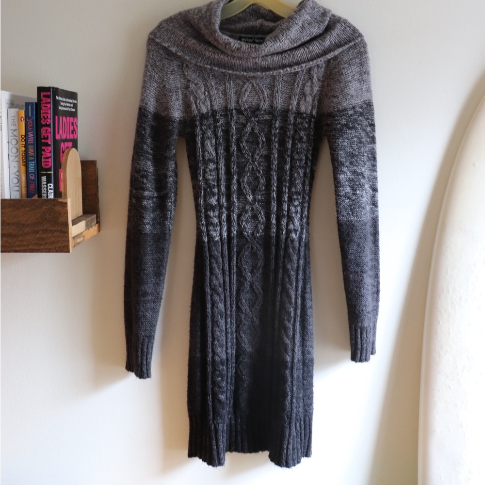 planet gold striped long sleeve sweater dress